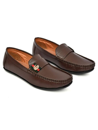 Men's Premium Brown Synthetic Leather Horsebit Loafers