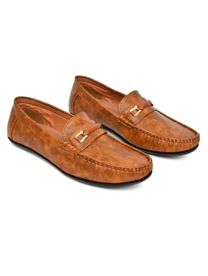 Men's Premium Tan Synthetic Leather Horsebit Loafers