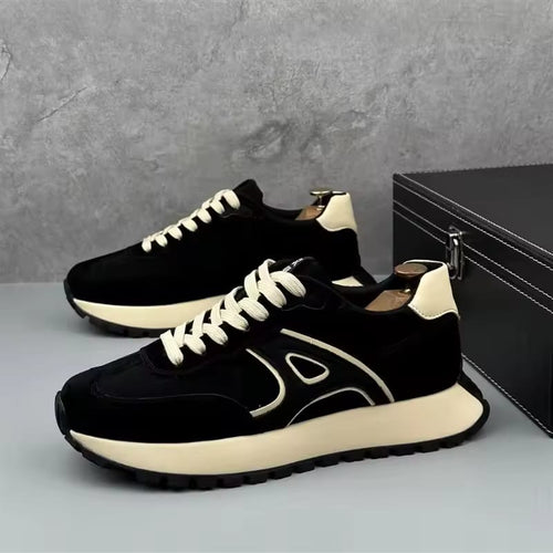 Men's Sneakers, Black and White, Lace-Up Style, Casual Athletic Shoes