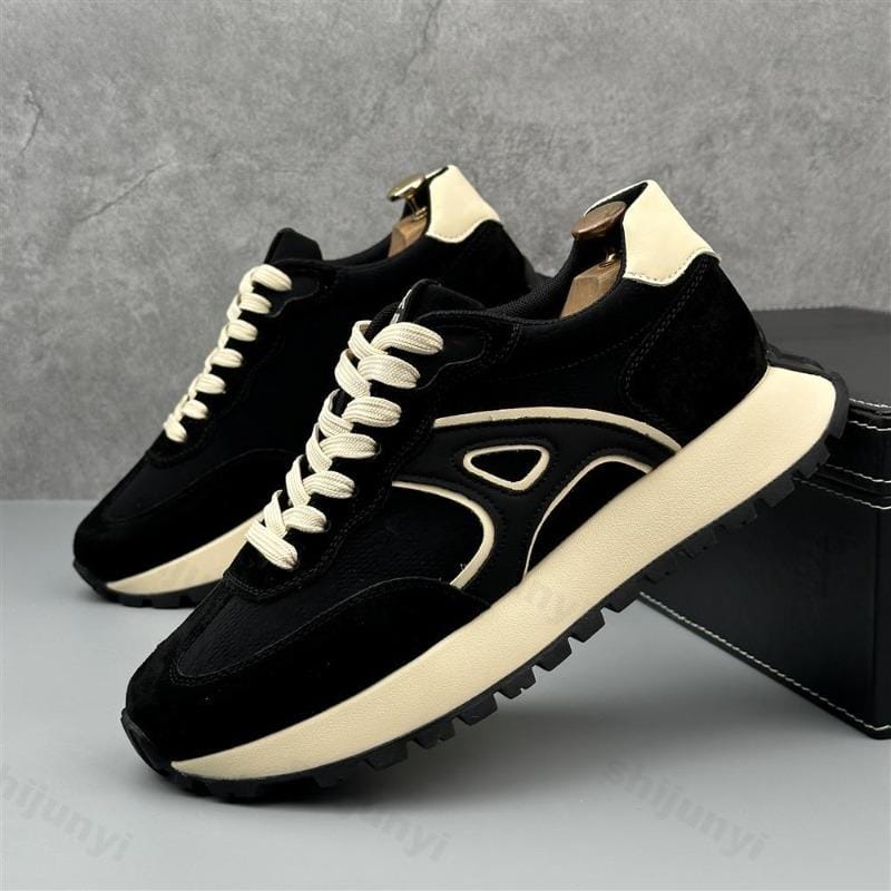 Men's Sneakers, Black and White, Lace-Up Style, Casual Athletic Shoes