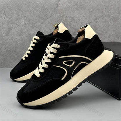 Men's Sneakers, Black and White, Lace-Up Style, Casual Athletic Shoes