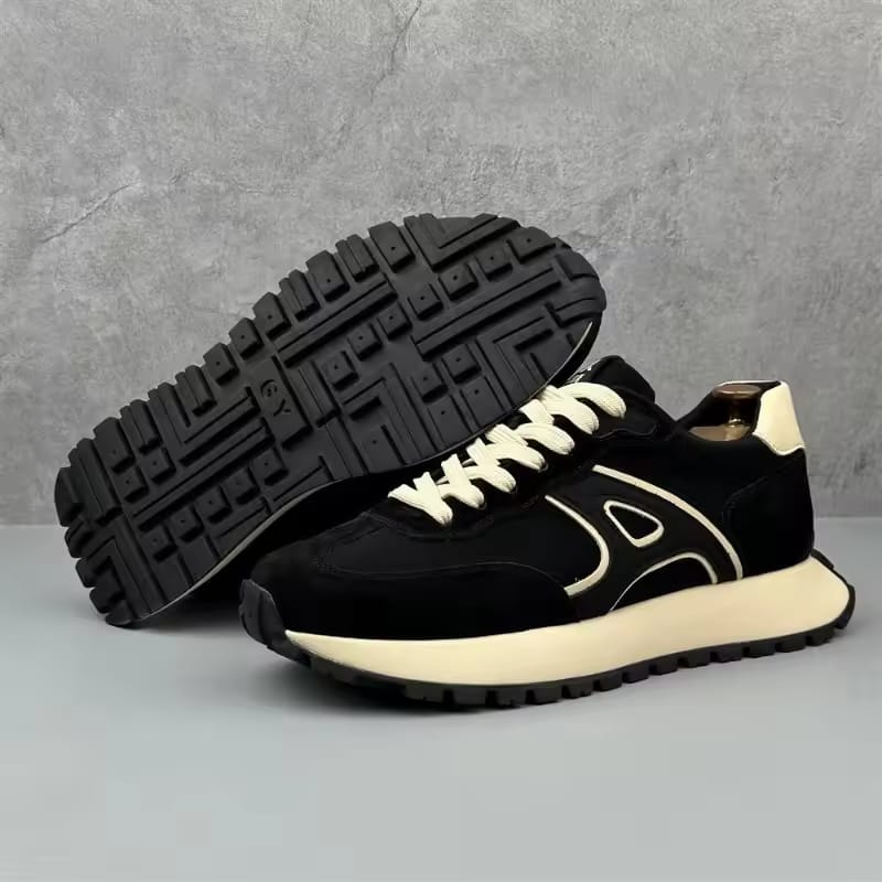 Men's Sneakers, Black and White, Lace-Up Style, Casual Athletic Shoes