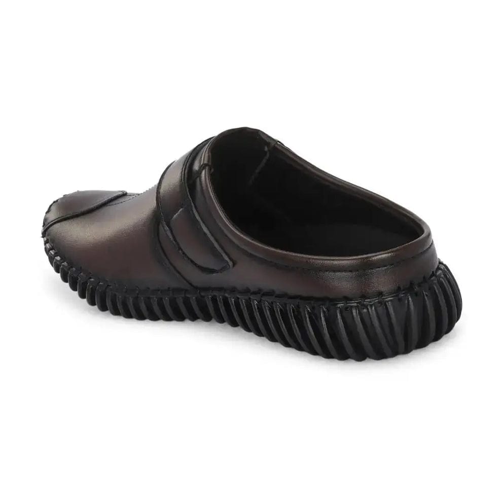 Men's Synthetic Leather-Look Slip-On Mule Sandals with Strap (TAN)