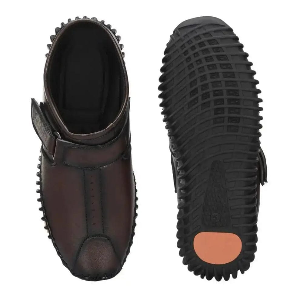 Men's Synthetic Leather-Look Slip-On Mule Sandals with Strap (TAN)