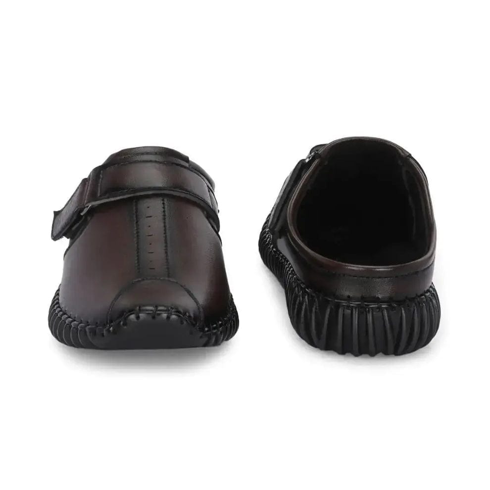 Men's Synthetic Leather-Look Slip-On Mule Sandals with Strap (TAN)