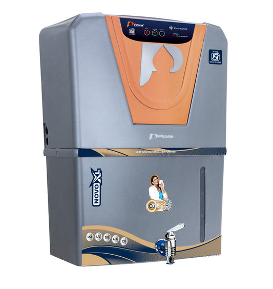 Pzone Novo-XL Ro+Uv+Zn+Cu+Alkaline ISI Mark 12 L RO Water Purifier (Black)