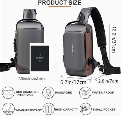 Multifunction Waterproff Sling Bag, USB Charging Sport Sling Anti-Theft Shoulder Bags - CL-JA-1671