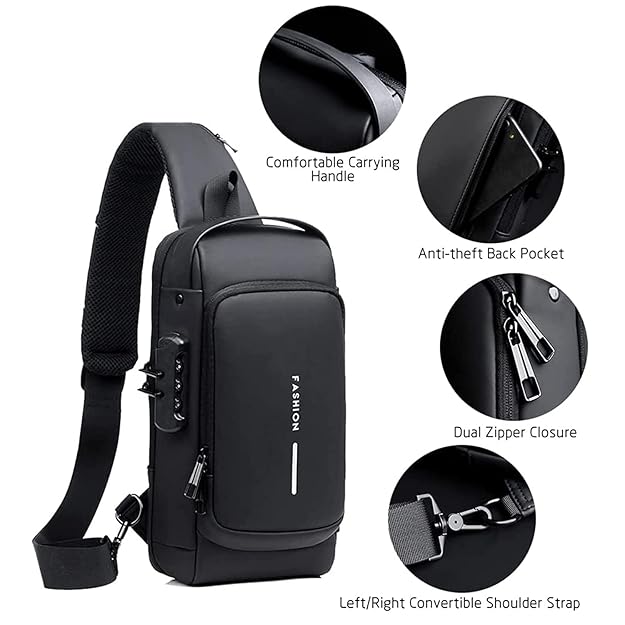Multifunction Waterproff Sling Bag, USB Charging Sport Sling Anti-Theft Shoulder Bags - CL-JA-1671