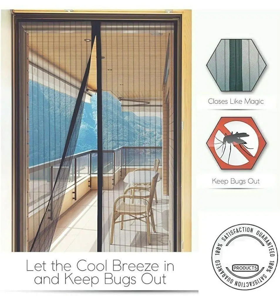 Mesh Screen Net Home Magnetic Foldable Anti Mosquito Door Curtains 100*210CM which fits to Door Size - 7 Feet