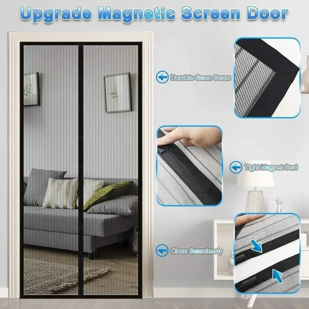 Mesh Screen Net Home Magnetic Foldable Anti Mosquito Door Curtains 100*210CM which fits to Door Size - 7 Feet