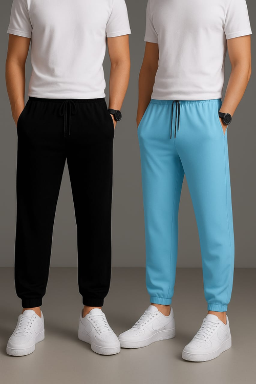 Sky Blue & Black Track Pant Pack of 2